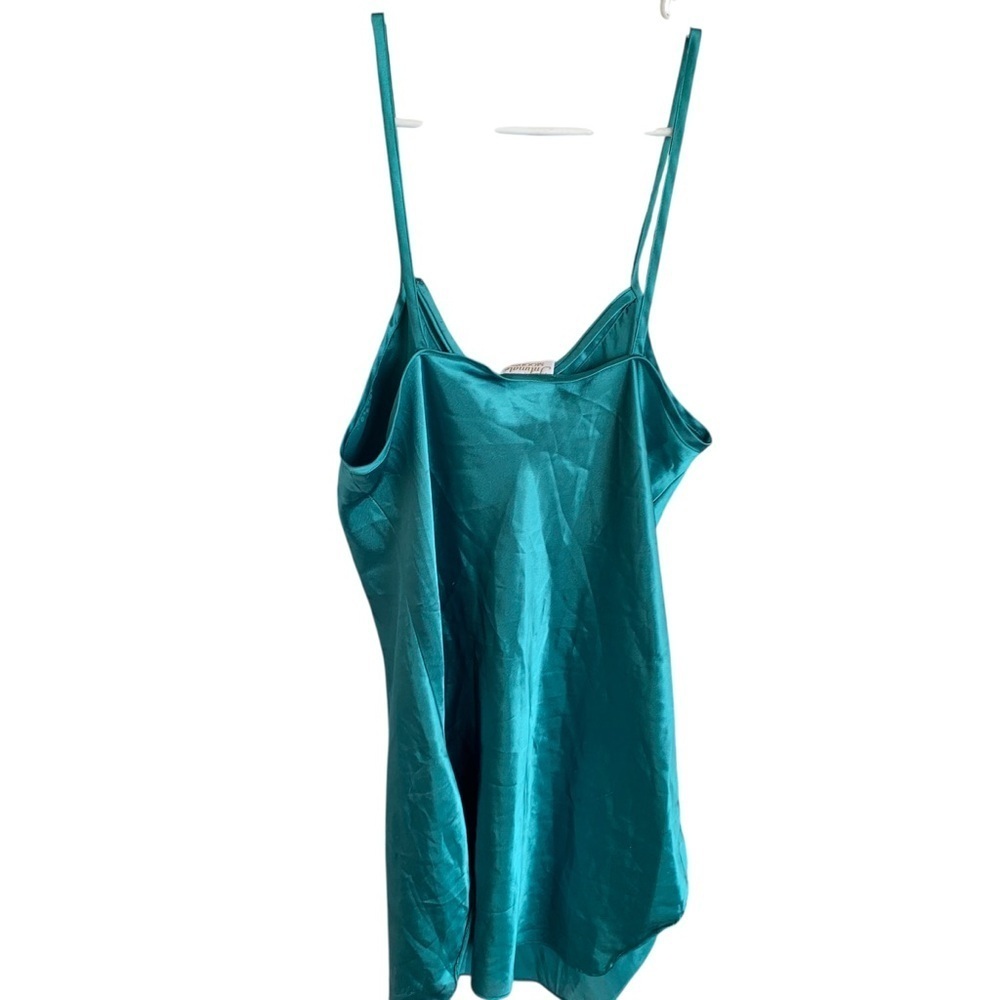 Vintage Sleep Top Lingerie Teal Spaghetti Strap Top 90s Made USA Slip